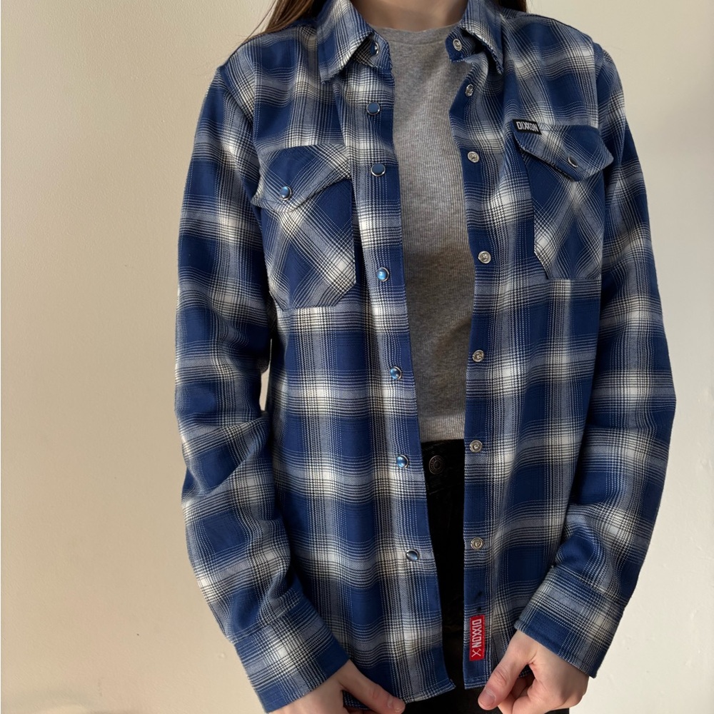 DIXXON Blue and White Plaid Button Down Shirt